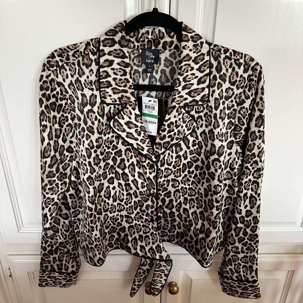 Becca Tilley x Bar III leopard tie front top